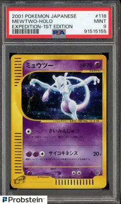 2001 Pokemon Japanese Expedition 1st Edition #118 Mewtwo Holo PSA 9 MINT - Image 3