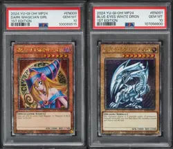 Yugioh Blue Eyes White Dragon 1st + Dark Magician Girl 1st PSA 10 GEM MINT Duo - Image 3