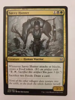 MTG Magic The Gathering Card Savvy Hunter Creature Human Warrior Green Black - Image 1