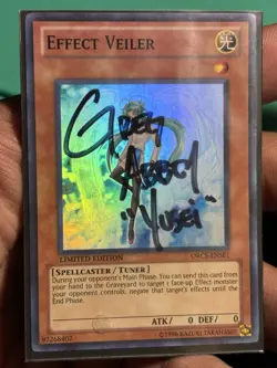Yu-Gi-Oh Effect Veiler ORCS-ENSE1 Super Rare  - Signed by Greg Abbey (Yusei) - Image 1