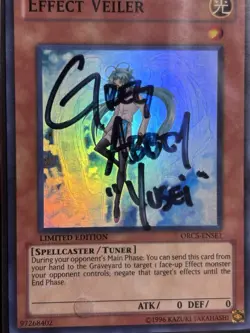 Yu-Gi-Oh Effect Veiler ORCS-ENSE1 Super Rare  - Signed by Greg Abbey (Yusei) - Image 2
