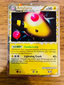 NM! Ampharos Prime (105/123) Heartgold & Soulsilver Base Holo Pokemon Card! - Image 1