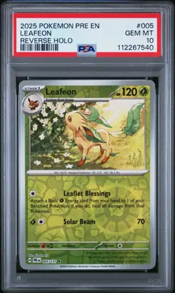 2025 Pokemon Prismatic Evolutions #005 Leafeon Reverse Holo PSA 10 Card GEM MINT - Image 1