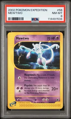 2002 POKEMON EXPEDITION #56 MEWTWO PSA 8 - Image 1