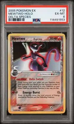 2005 Pokemon EX Mewtwo Holo Delta Species 12/113 PSA 6 EX-MT - Image 1