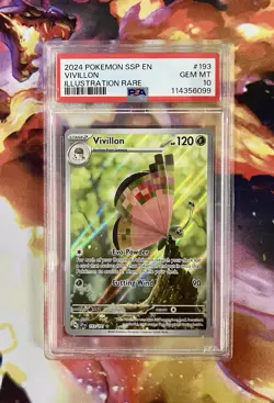 2024 Pokemon Surging Sparks VIVILLON Illustration Rare #193 PSA 10 GEM MT! - Image 1