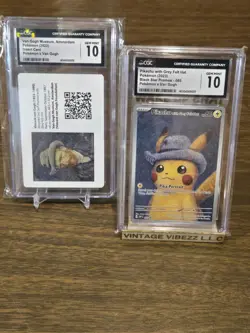 Pikachu with Grey Felt Hat & Van Gogh Museum Insert Card CGC 10s - Image 1