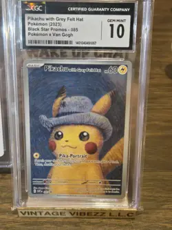 Pikachu with Grey Felt Hat & Van Gogh Museum Insert Card CGC 10s - Image 2