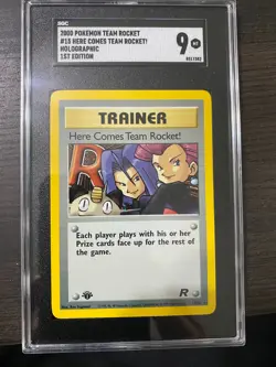 CGC 9 MINT Here Comes Team Rocket! 1st Edition 15/82 Holo Pokemon Card - Image 1