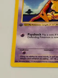1st Edition Shadowless Abra Pokemon Card 1999 WOTC 43/102 - Image 4