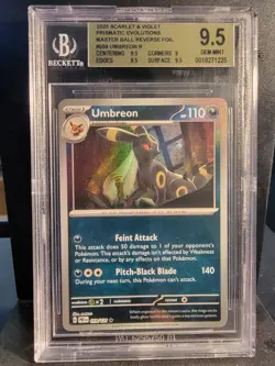Pokemon Umbreon Prismatic Evolutions Master Ball Reverse Holo #059 BGS 9.5 - Image 1