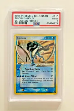 Pokemon Card Suicune Holo Gold Star 115/115 EX Unseen Forces ENG English PSA 9 - Image 1