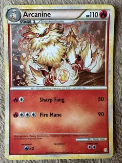 Pokémon TCG HeartGold SoulSilver Arcanine Holo Card 1/123 Rare - Image 1
