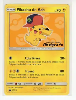 1x ~ESP~ SPANISH Ash's Pikachu SM110 ¡Te Elijo a Ti! Pokemon Card (Ref:DC) - Image 3