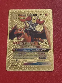 CHARIZARD AND BRAIXEN GOLD FOIL FAN ART GX Tag Team Card 270HP - Image 3