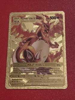 MAX CHARIZARD DX HP500 GOLD METAL FAN ART 2019 POKEMON CARD 52/100 - Image 3