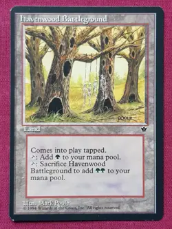 Magic The Gathering FALLEN EMPIRES HAVENWOOD BATTLEGROUND land card MTG - Image 1