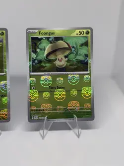 2x Master Ball Reverse Holo SV White Flare Pokémon Cards - Leavanny & Foongus NM - Image 3