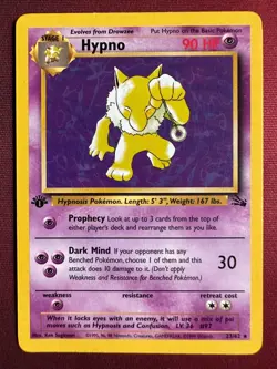 HYPNO 23/62 Fossil 1st EDITION non-holo rare Pokemon TCG card NM - Image 4