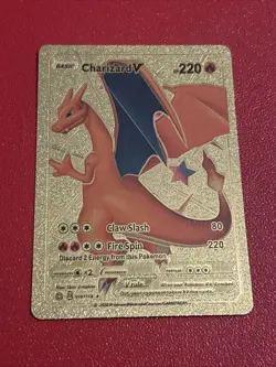 CHARIZARD HP220 V Gold Foil Fan Art Textured Collector Pokemon Card 079/073 - Image 3