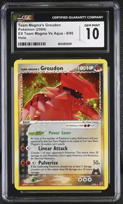 CGC 10 Team Magma's Groudon EX Team Magma Vs Aqua 9/95 Holo SWIRL Pokemon Card - Image 1