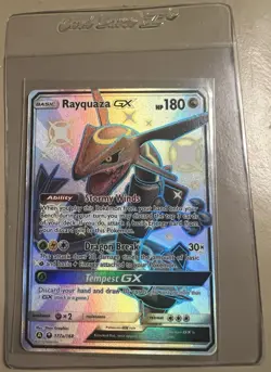 2019 POKEMON SUN AND MOON CELESTIAL STORM RAYQUAZA GX SHINY FULL ART 177A MINT - Image 3