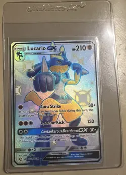 2019 POKEMON SUN AND MOON HIDDEN FATES LUCARIO GX SHINY FULL ART SV64 MINT - Image 1