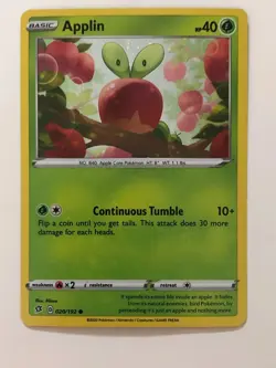 Pokemon TCG Rebel Clash Miscut Error Cosmos Holographic Applin 020/192 Near Mint - Image 1