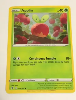 Pokemon TCG Rebel Clash Miscut Error Cosmos Holographic Applin 020/192 Near Mint - Image 2