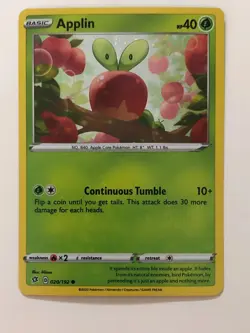 Pokemon TCG Rebel Clash Miscut Error Cosmos Holographic Applin 020/192 Near Mint - Image 5