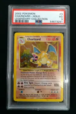 2002 Pokemon CHARIZARD #3 Holo Legendary Collection Graded PSA 3 - Image 1