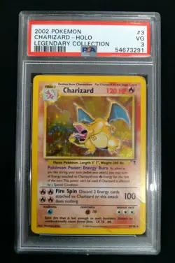 2002 Pokemon CHARIZARD #3 Holo Legendary Collection Graded PSA 3 - Image 5