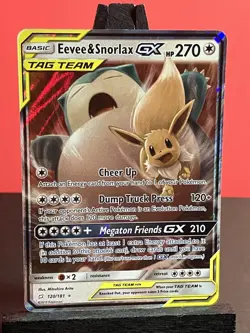 Eevee & Snorlax GX 120/181 NM to MINT Tag Team Sun&Moon Team Up Pokémon TCG - Image 2