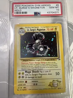 PSA 10 GEM MINT Pokemon LT. SURGE'S MAGNETON Holo Gym Heroes 8/132 Pop 39 - Image 1