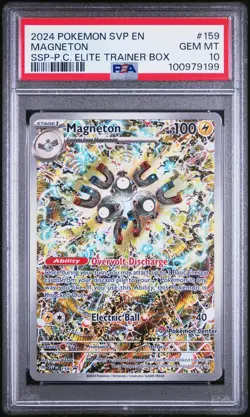 2024 POKEMON SURGING SPARKS POKEMON CENTER ETB PROMO SVP EN #159 MAGNETON PSA 10 - Image 1