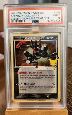 2021 POKEMON SWSH CELEBRATIONS ETB PROMO #144 GRENINJA-GOLD STAR PSA 9 - Image 3