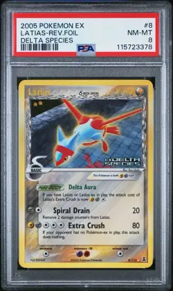 2005 Pokemon EX Delta Species Latias Reverse Holo 8/113 #8 PSA 8 - Image 1