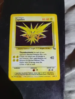 Pokemon TCG Zapdos Base Set Unlimited 1999 16/102 Holo Rare  Vintage WOTC - Image 1