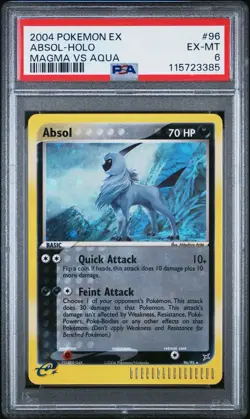 2004 Pokemon EX Team Magma vs Team Aqua Absol Secret Rare Holo 96/95 #96 PSA 6 - Image 1