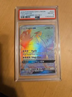 2018 Pokemon Sun & Moon Lost Thunder Secret Full Art #227 Lugia GX NM - MT PSA 8 - Image 1