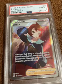 PokÃ©mon TCG Arezu Sword & Shield Lost Origin Holo Ultra Rare Card 189/196 PSA 10 - Image 2