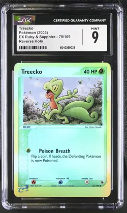 CGC 9 MINT Treecko 2003 EX Ruby & Sapphire 75/109 Reverse Holo Pokemon Card psa - Image 3