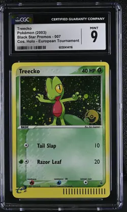 CGC 9 Treecko Black Star POP Promo Holo 007 European Tournament Pokemon Card - Image 1