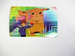 Pokemon Pocket Monster Japanese Foil Story Sticker Card 1998 Pikachu & Trainer - Image 1