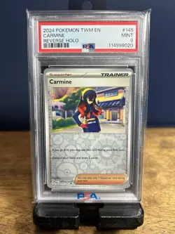 PSA 9 MINT Carmine 145/167 Reverse Holo TWM Twilight Masquerade Pokemon Card - Image 1