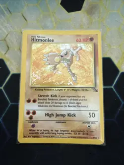 Pokémon TCG Hitmonlee Fossil Holo Card 7/62 Unlimited Rare - Image 1