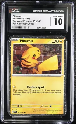 CGC 10 Pikachu Cosmos Holo Collector Chest Promo Pokemon Card 051/162 - Image 1