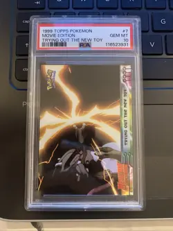 Trying Out The New Toy #7 Mewtwo Strikes Back Movie Pokemon PSA 10 Low Pop Card - Image 3