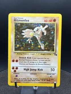 Hitmonlee Holo Fossil 7/62 Unlimited Holo Rare Wotc Pokemon Card Vintage - Image 1