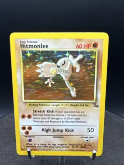 Hitmonlee Holo Fossil 7/62 Unlimited Holo Rare Wotc Pokemon Card Vintage - Image 2